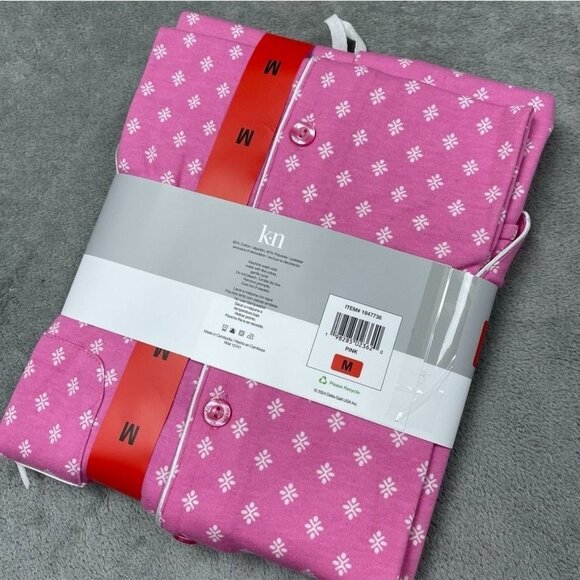 Karen Neuburger 2 Piece Pajama Set Medium Pink Floral Pattern d0991 - Picture 4 of 5